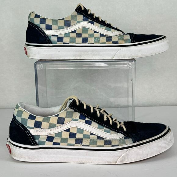 VANS Old School Checkered Blue White Sneakers Indie Skater Mens 9/Women 10.5 - Picture 1 of 5